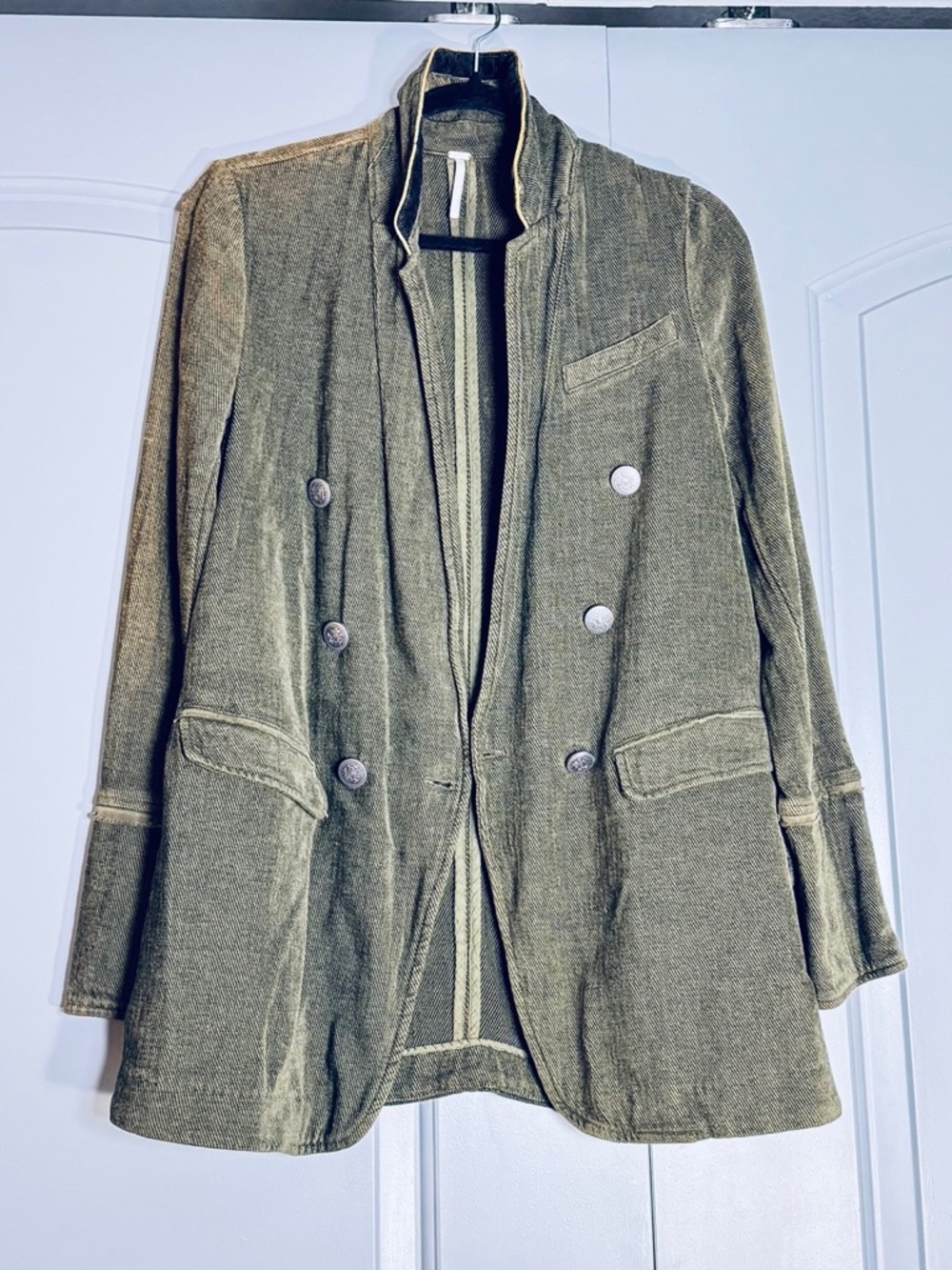 Free People Olive Military Style Corduroy Blazer SZ XS
